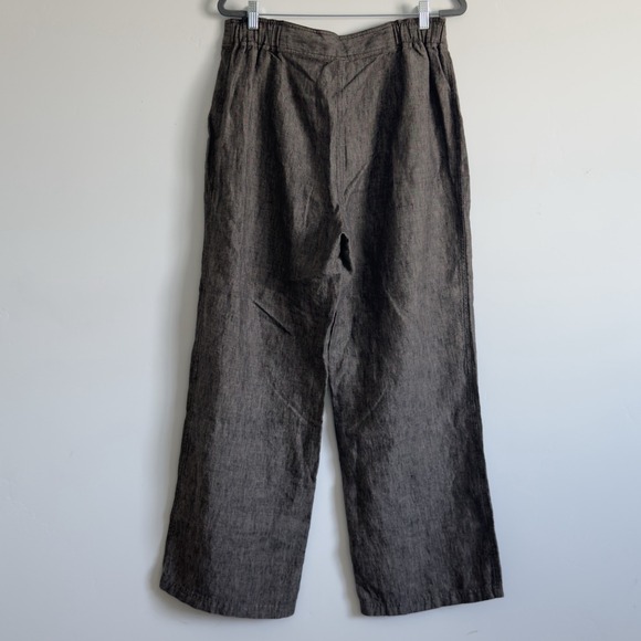 J. Jill Wide Leg Linen Pants Woman 16 W Brown Academia Career Coastal Boho Lagen - Picture 7 of 7